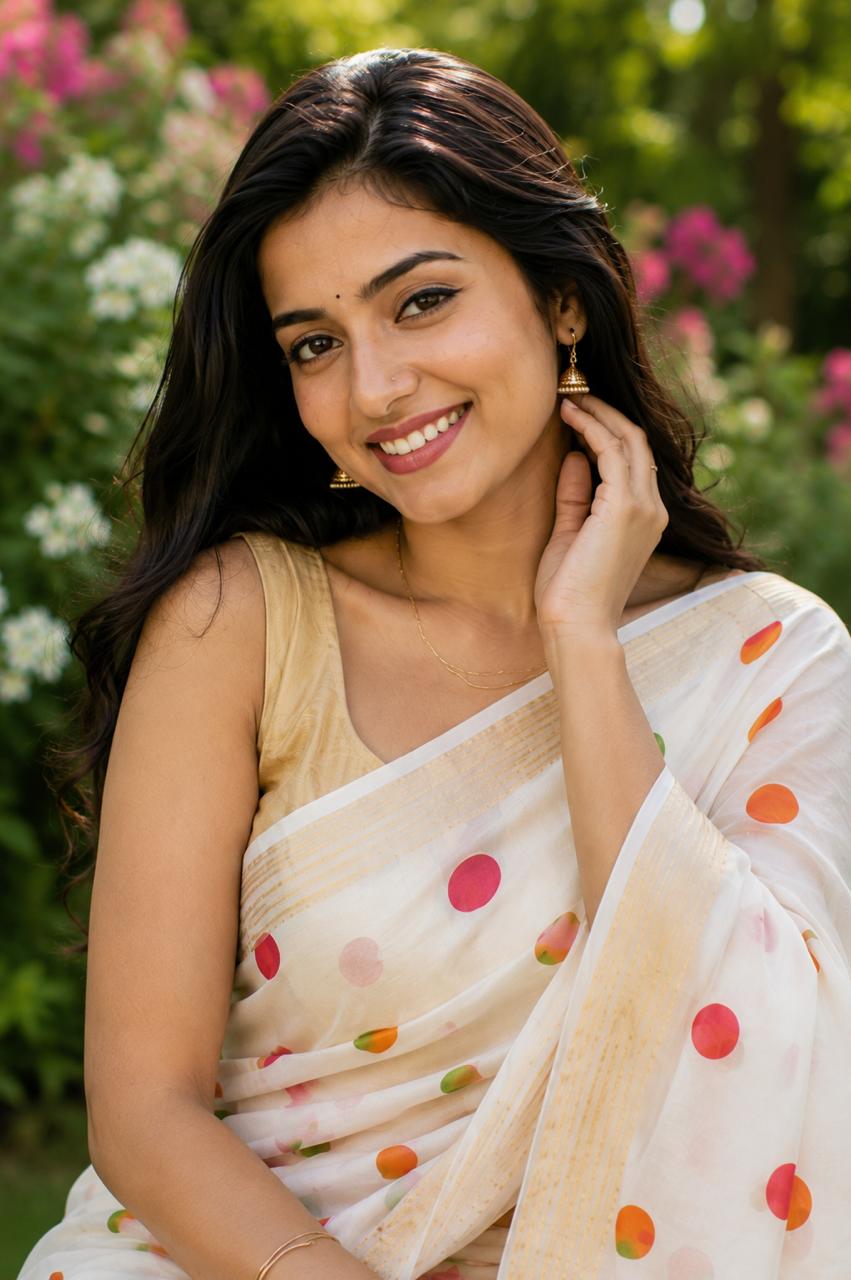 Carnival Dots Mul Cotton Saree