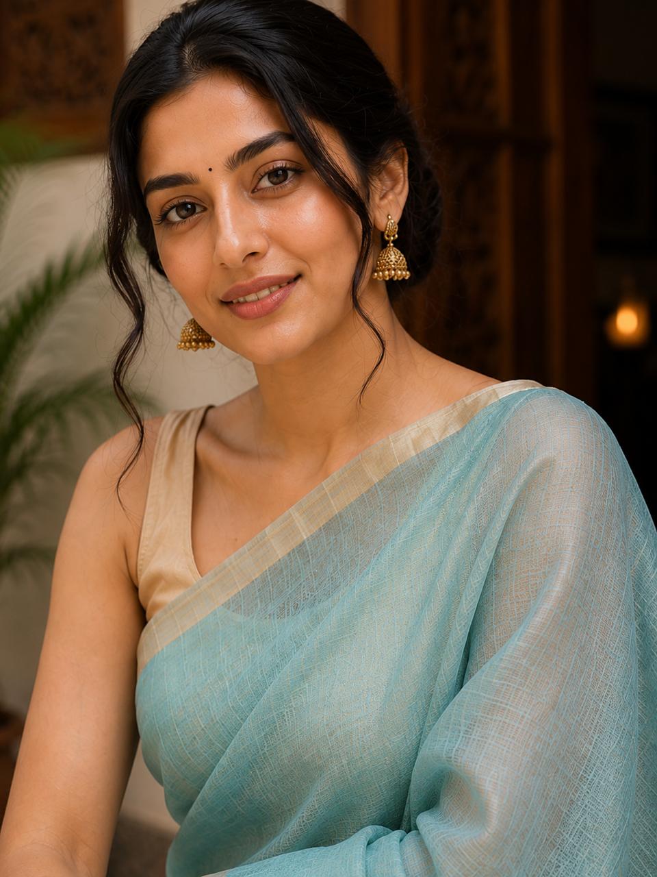 Kanakrekha Linen Tissue Saree