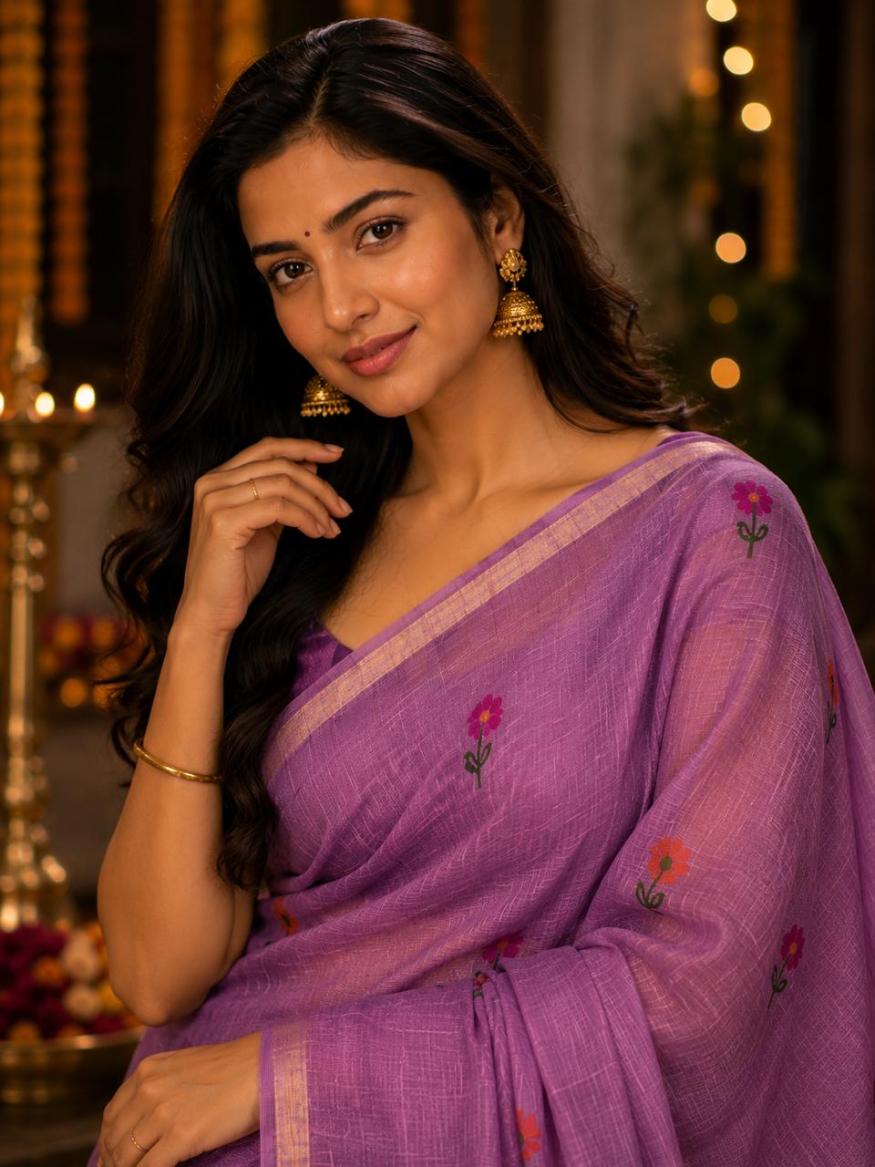 Pushpangan Linen Tissue Saree