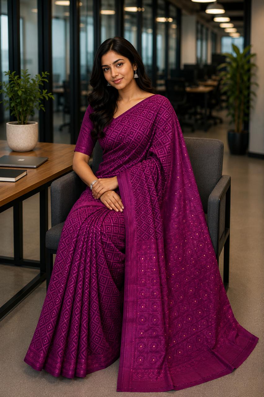 Ratnajaal Linen Tissue Saree