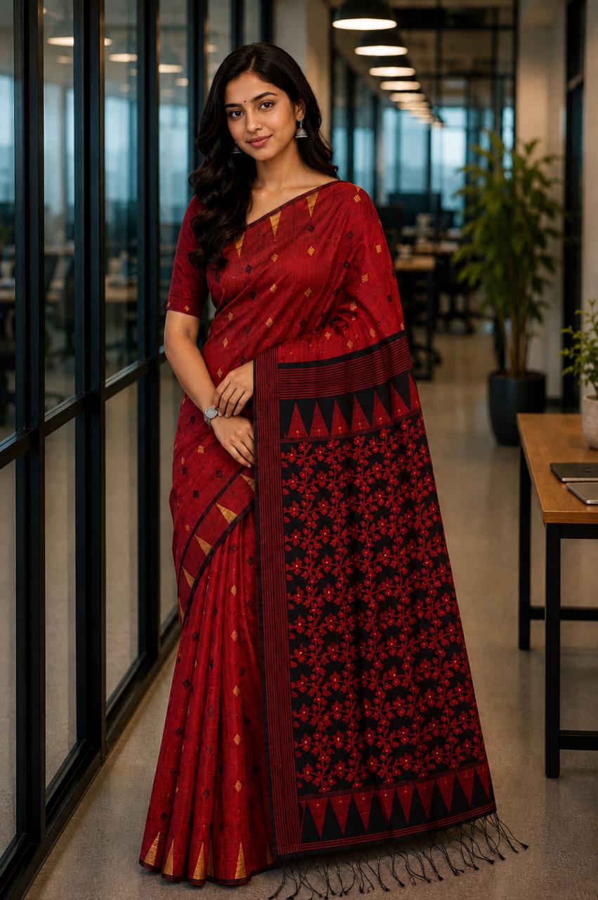 Pushparekha Linen Tissue Saree