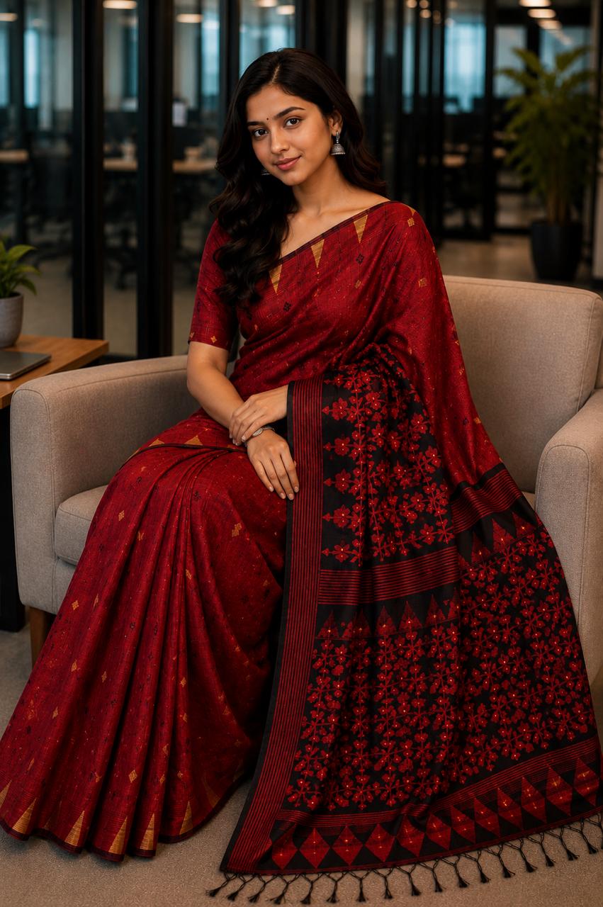 Pushparekha Linen Tissue Saree