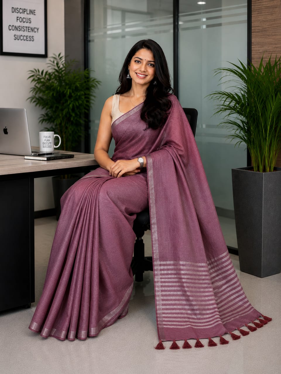 Rajatrekha Linen Tissue Saree