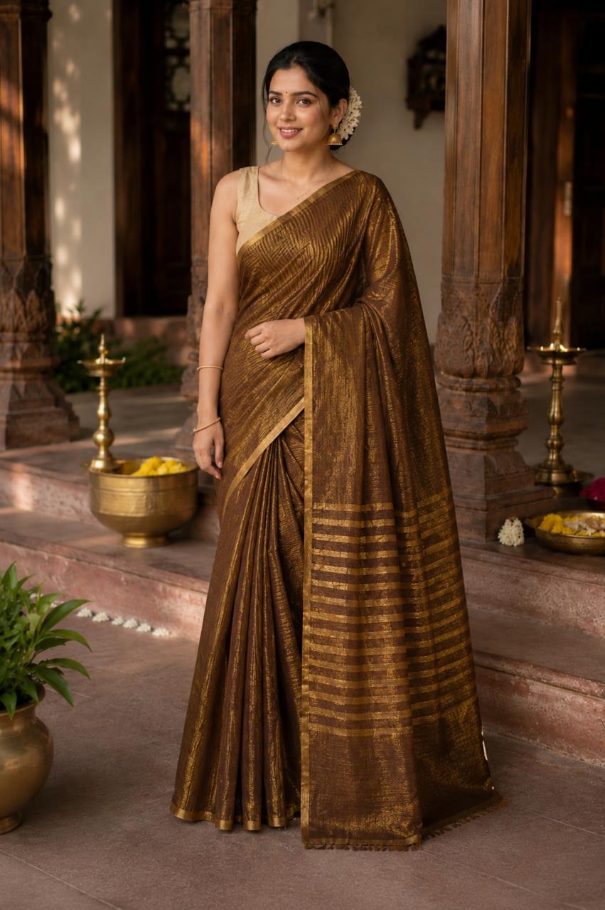 Svara Linen Tissue Saree