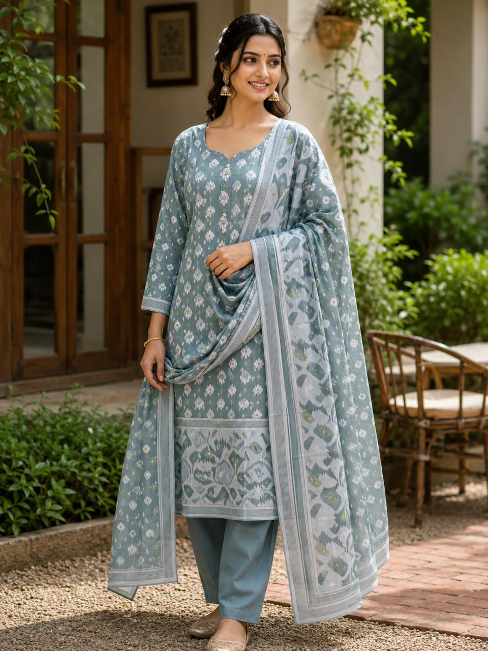 Noorbagh Jamdani Cotton Blend Suit Set