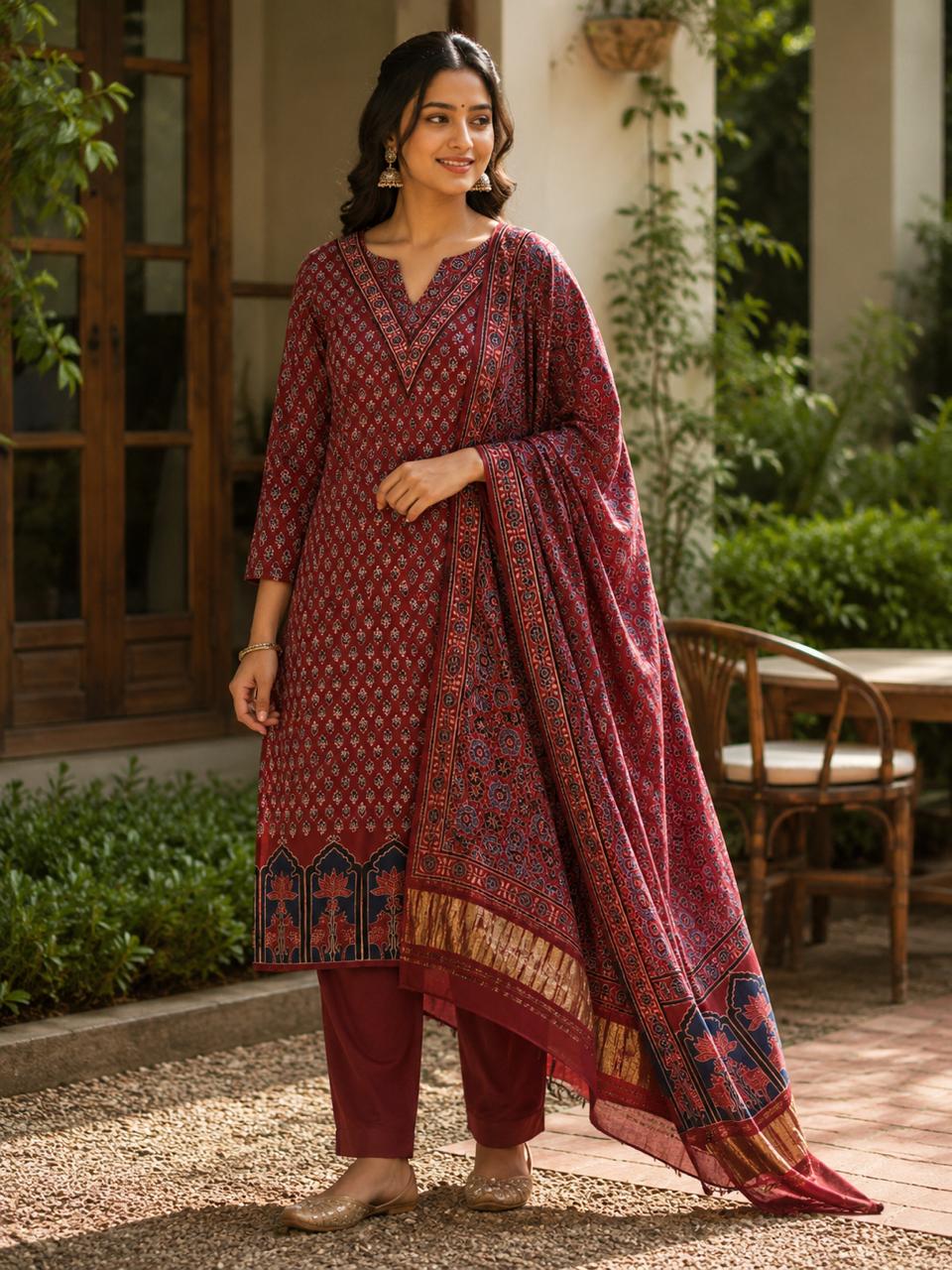 Rangmahal Premium 2 Piece Modal Silk Suit Set