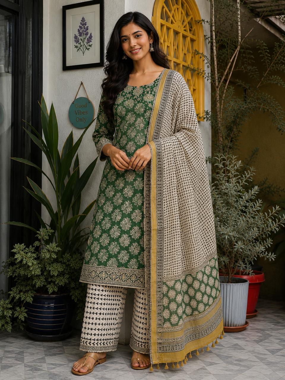 Haritika Kota Doria 3 Piece Suit Set