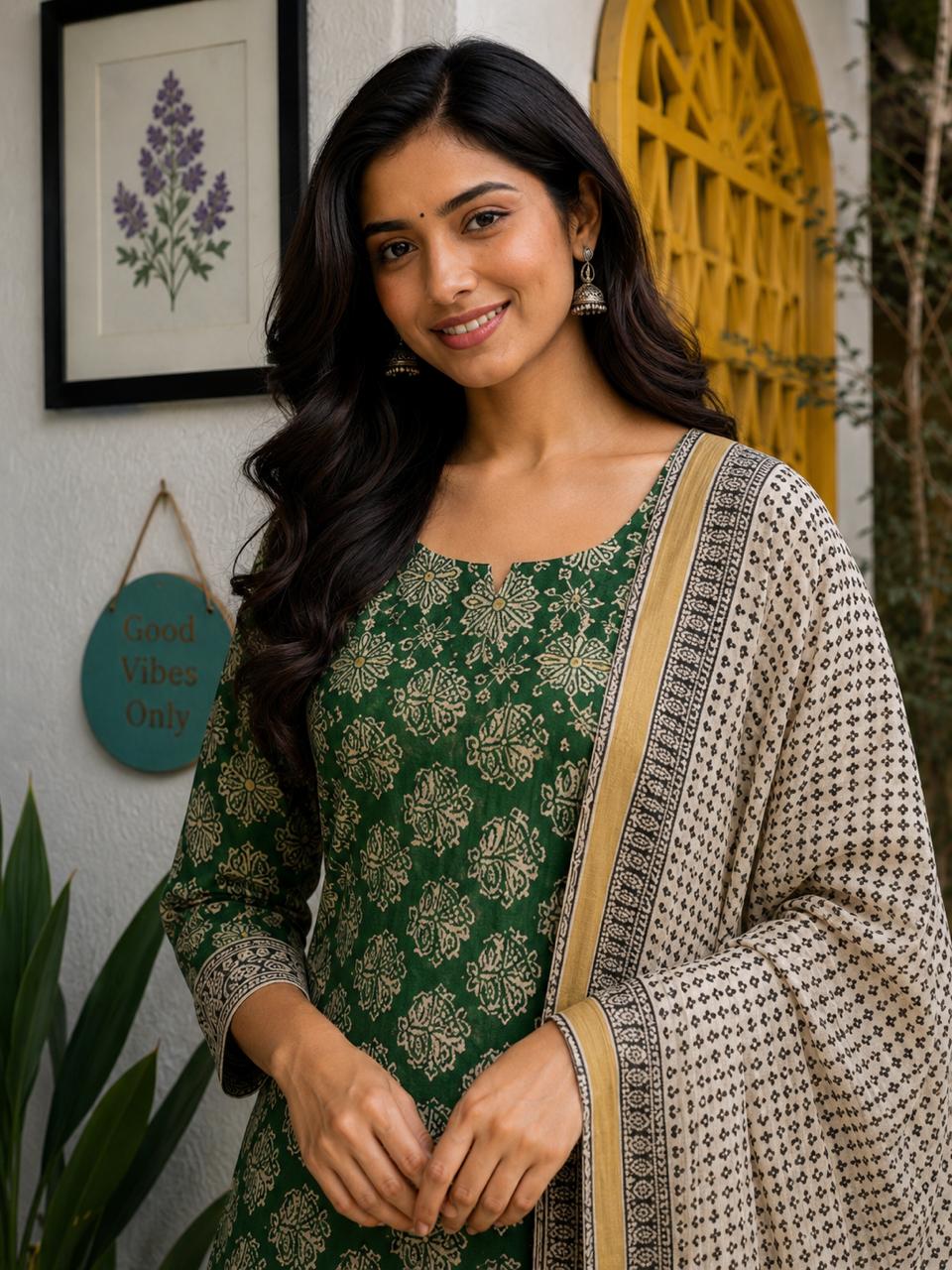 Haritika Kota Doria 3 Piece Suit Set