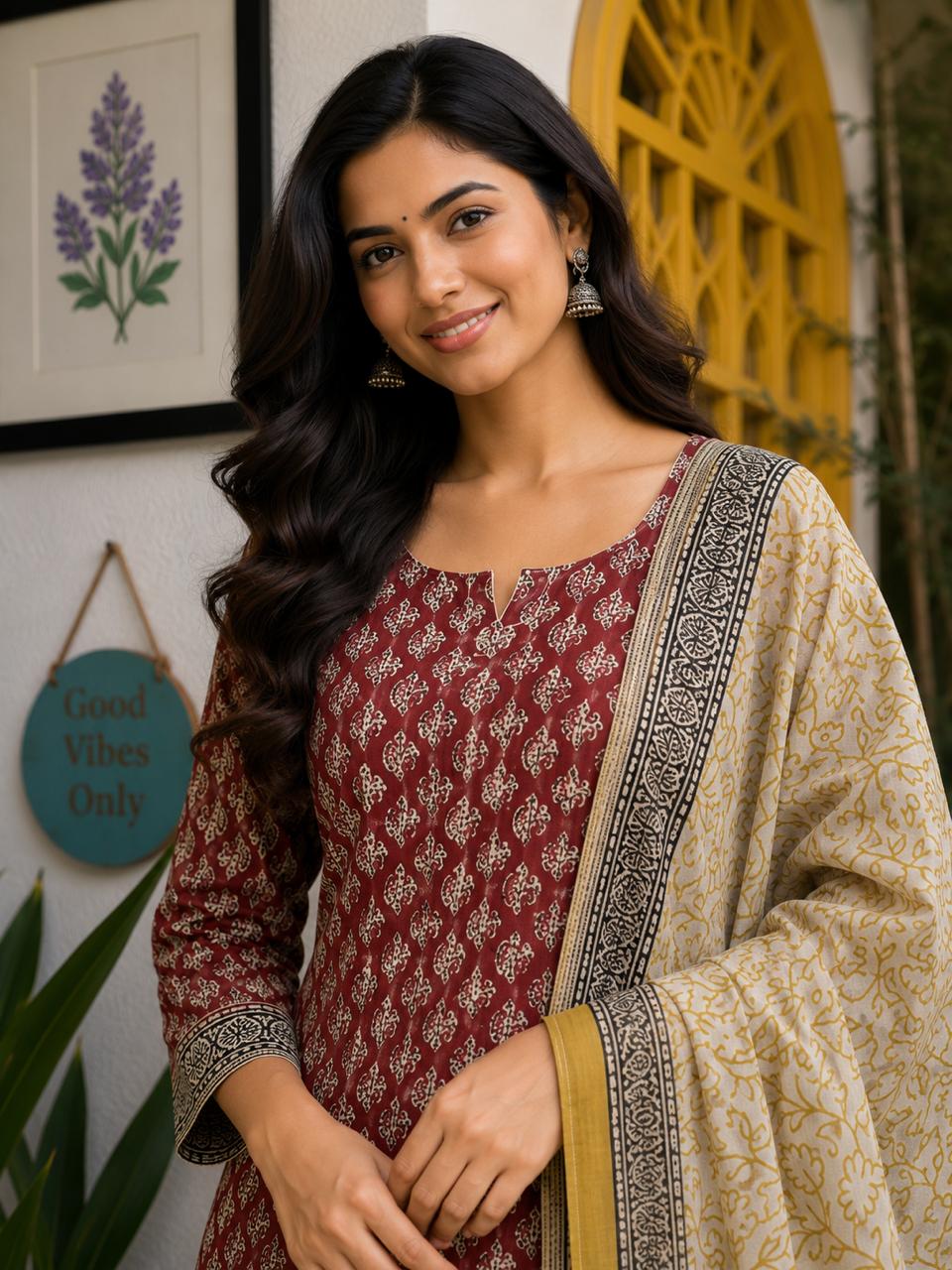 Rajnisha Kota Doria 3 Piece Suit Set