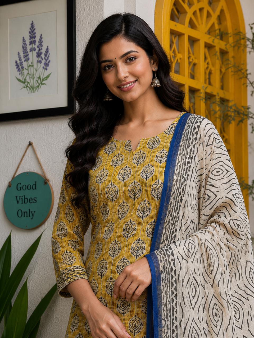 Neelambara Kota Doria 3 Piece Suit Set