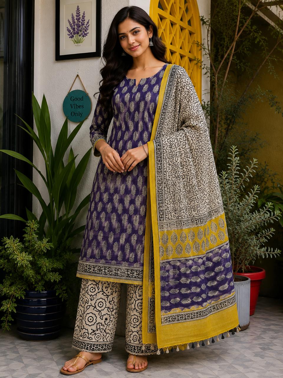 Neelpushp Kota Doria 3 Piece Suit Set