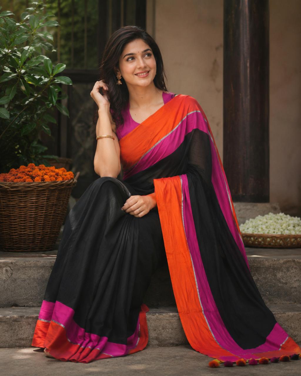 Triranga Mul Cotton Saree