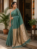 Kanakrekha Silk Linen Saree Green