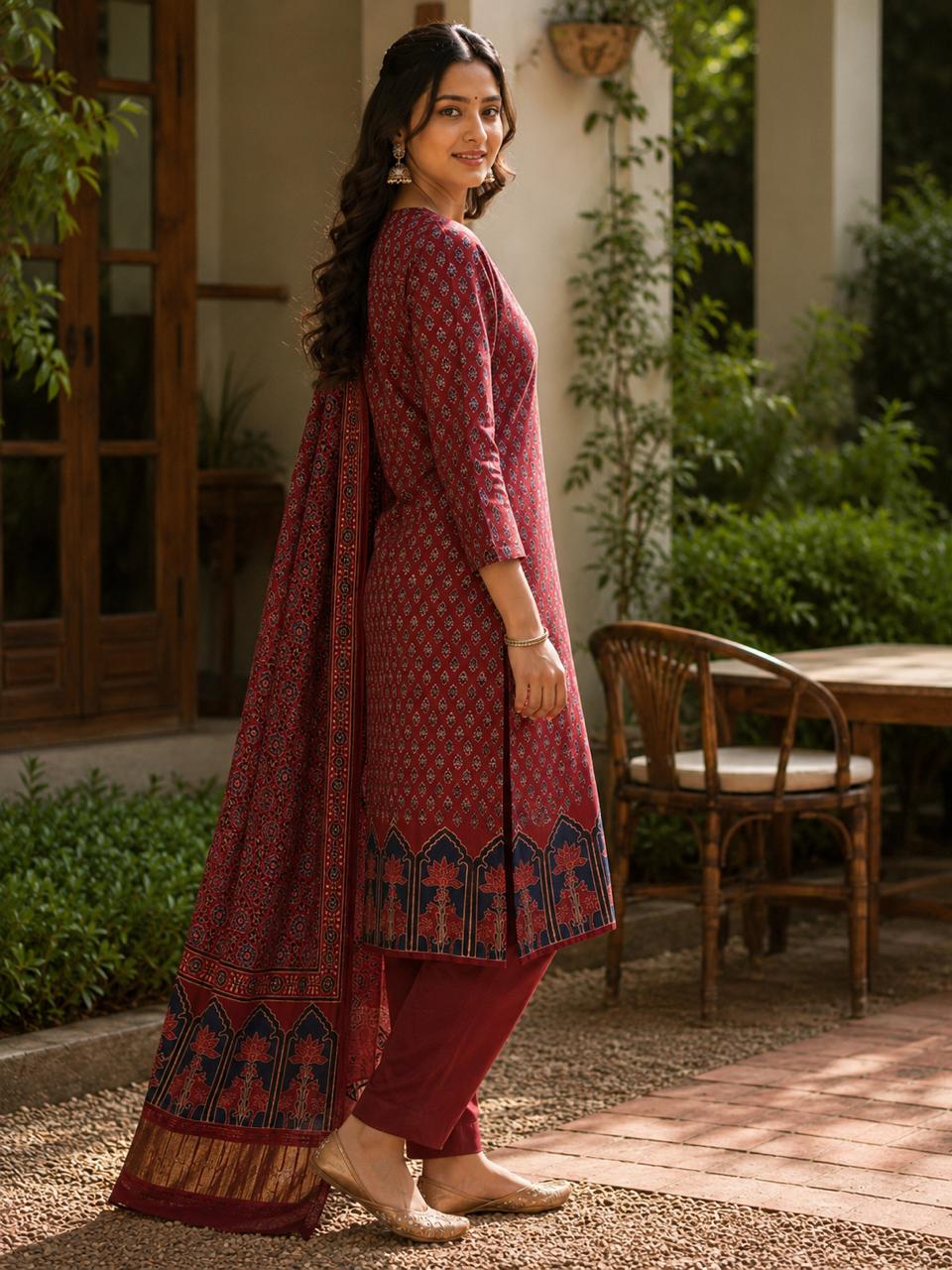 Rangmahal Premium 2 Piece Modal Silk Suit Set