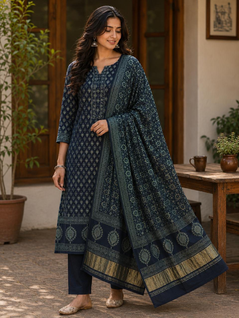Neelvastra Premium 2 Piece Modal Silk Suit Set